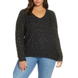 Caslon plus size lace knit v-neck sweater